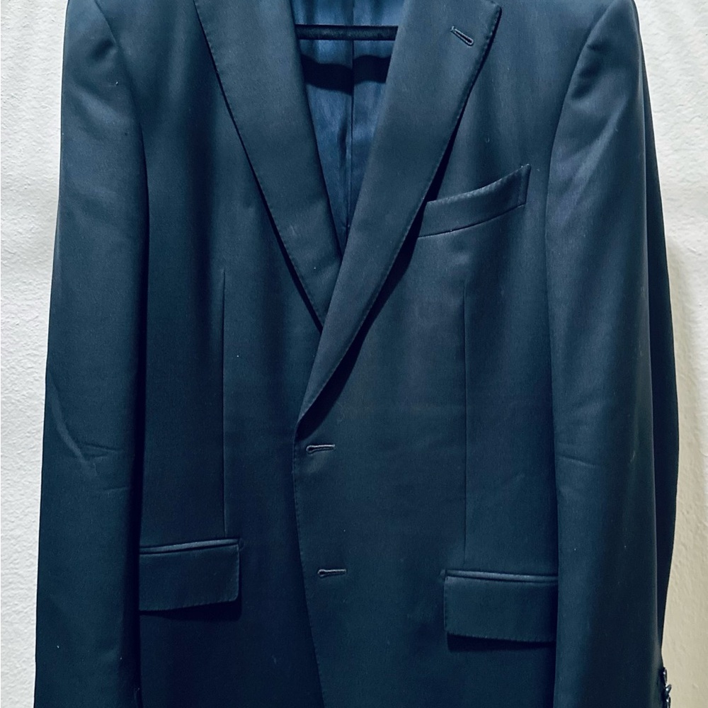 Ermenegildo Zegna Navy Blue Tailored Suit with Notch Lapel - Authentic SU MISURA